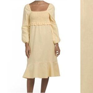 7 for All Mankind Yellow Linen MIDI Dress Size XS